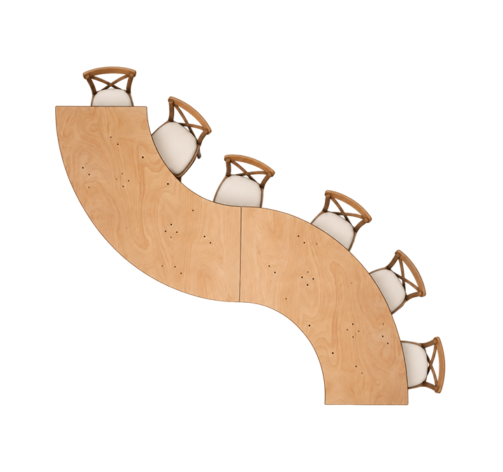 Table serpentée en forme de « S »